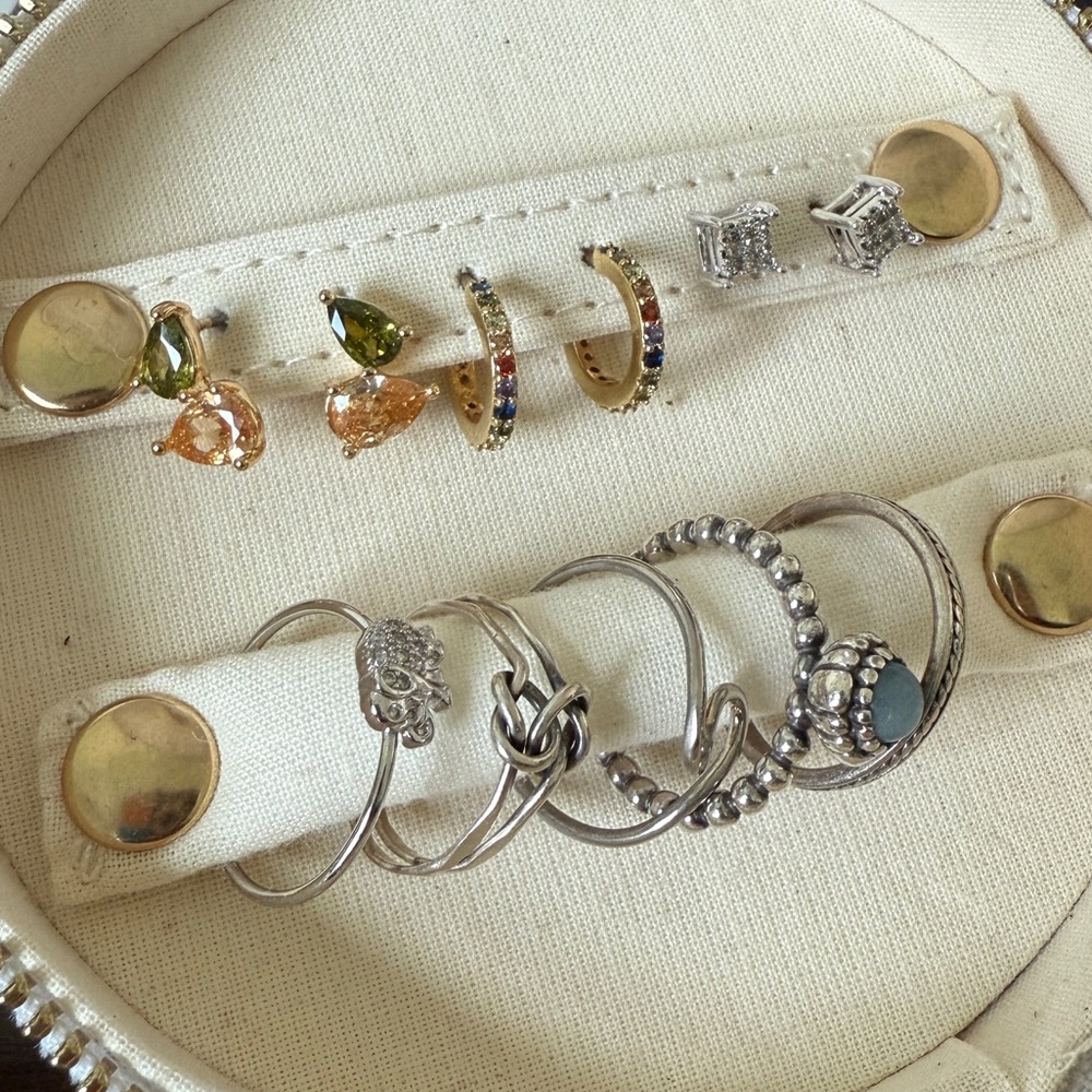 Gold and Green Stud Earrings